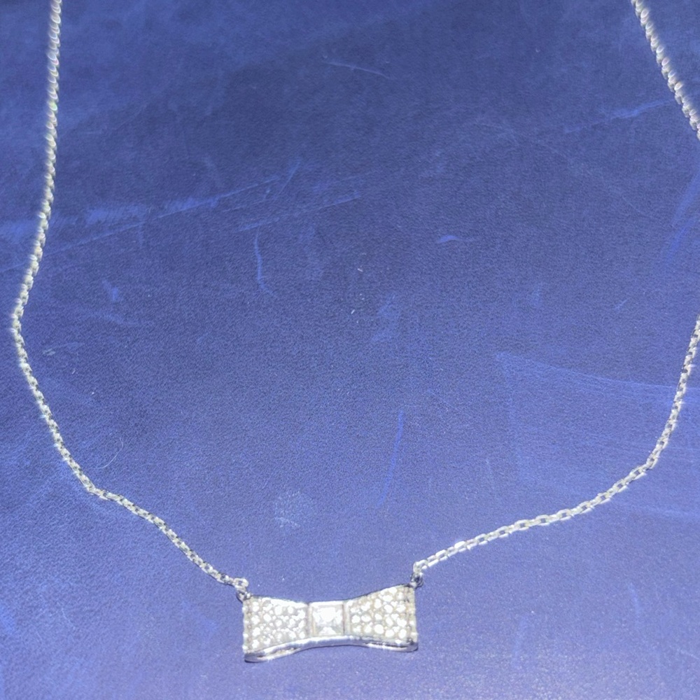 Kate Spade Silver Bow Necklace with Dainty Chain